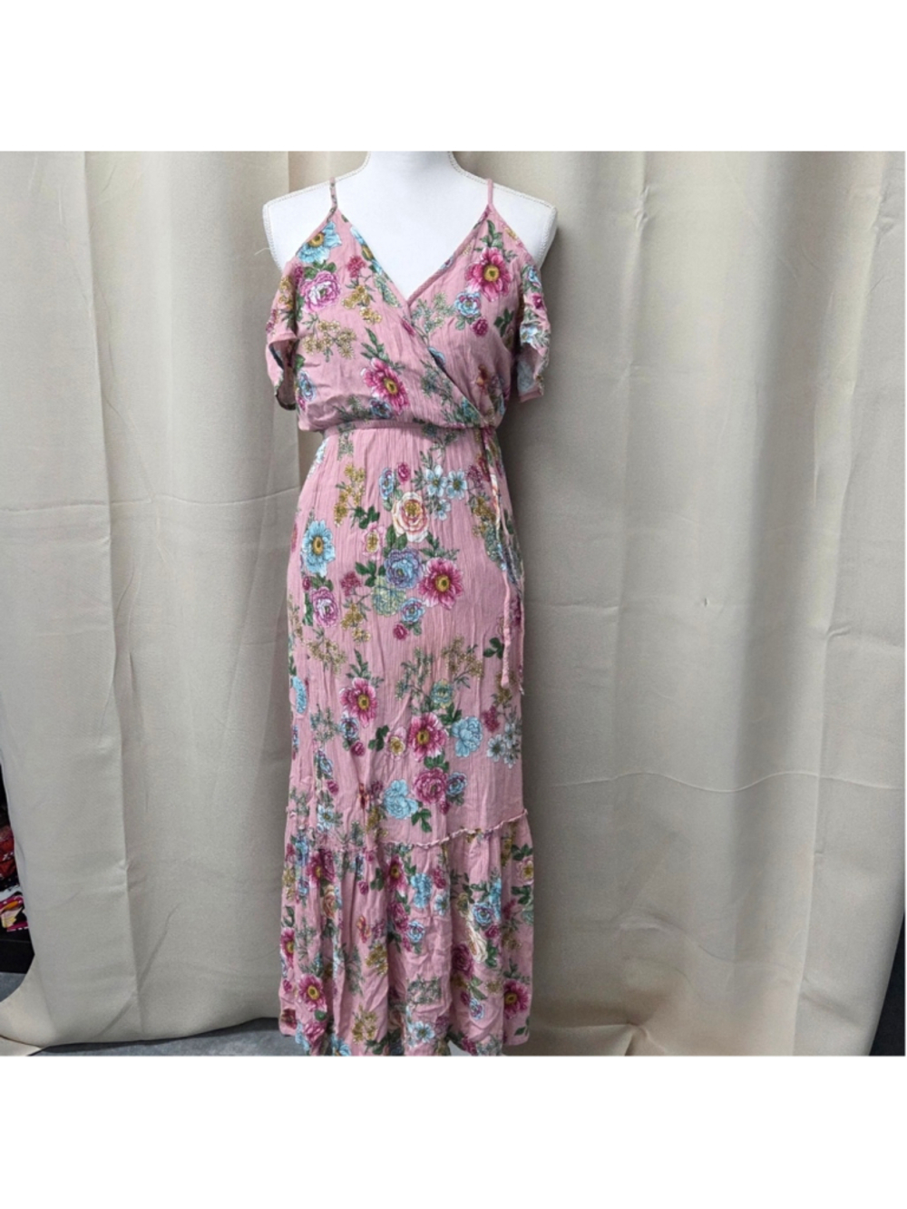 One Clothing Pink Floral Maxi Dress Summer Size M